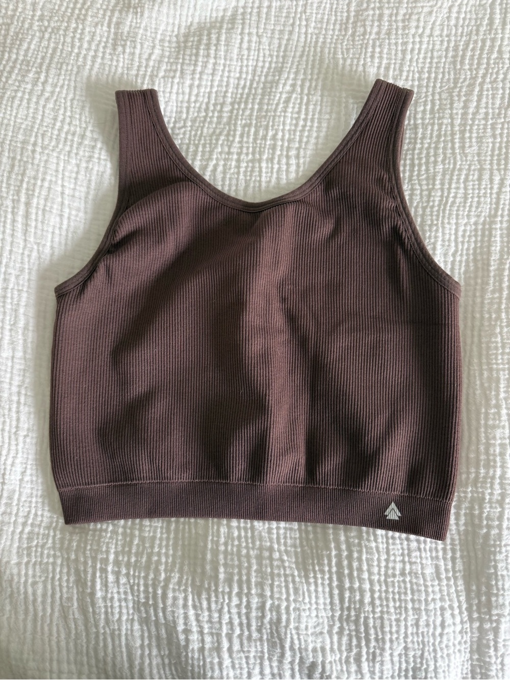 Seamless Ribbed Crop Tank Top - Chocolate Brown